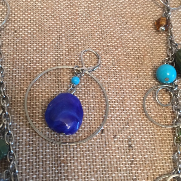 Long 34” zen stone Necklace with Earrings. Boho EUC - Picture 5 of 5